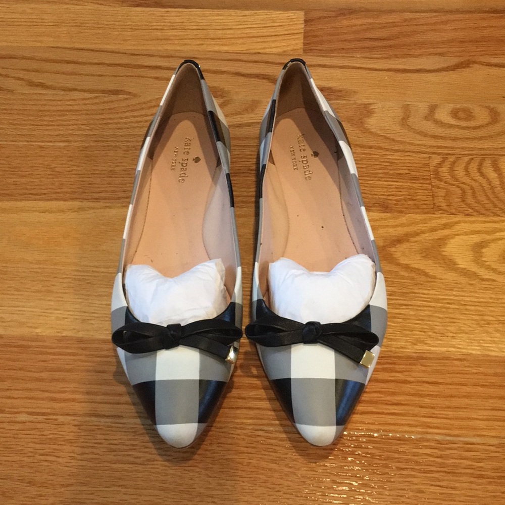 Kate Spade Emma Black/White Checked Flats Size 8.5